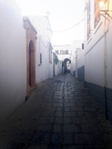 One of the many winding, cobbled Lindos streets
