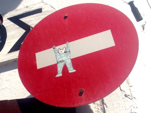 Hang on in there, No Entry Bear